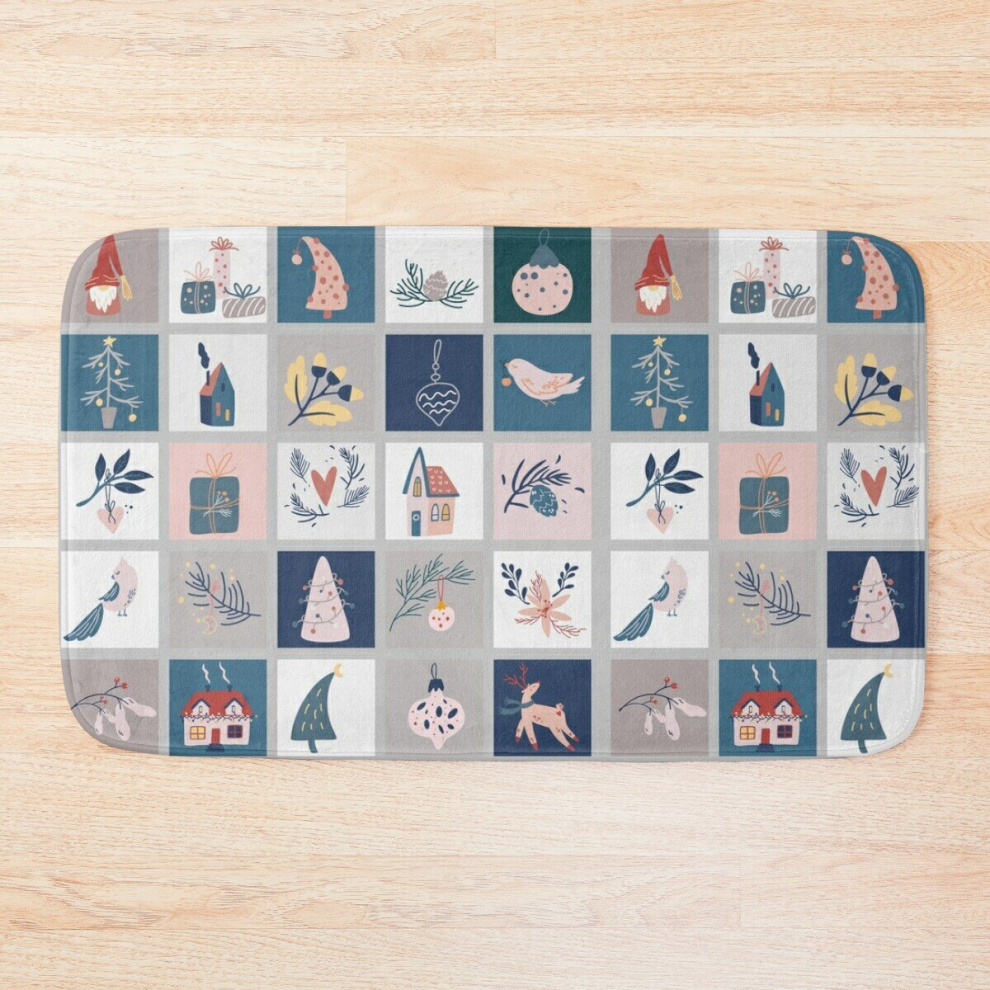 Bath Mat Christmas Patchwork Ideas Merry Christmas 2022 20 x 31 inch Non-slip Bathroom-image-OPC-PCPZSBM-NEW