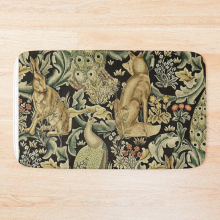 Bath Mat William Morris Forest - 20x31 in Non-Slip Polyester Rug, Machine Washable | TPR Backing | Ob-FG-RedBSBhMt1-938250698.5145