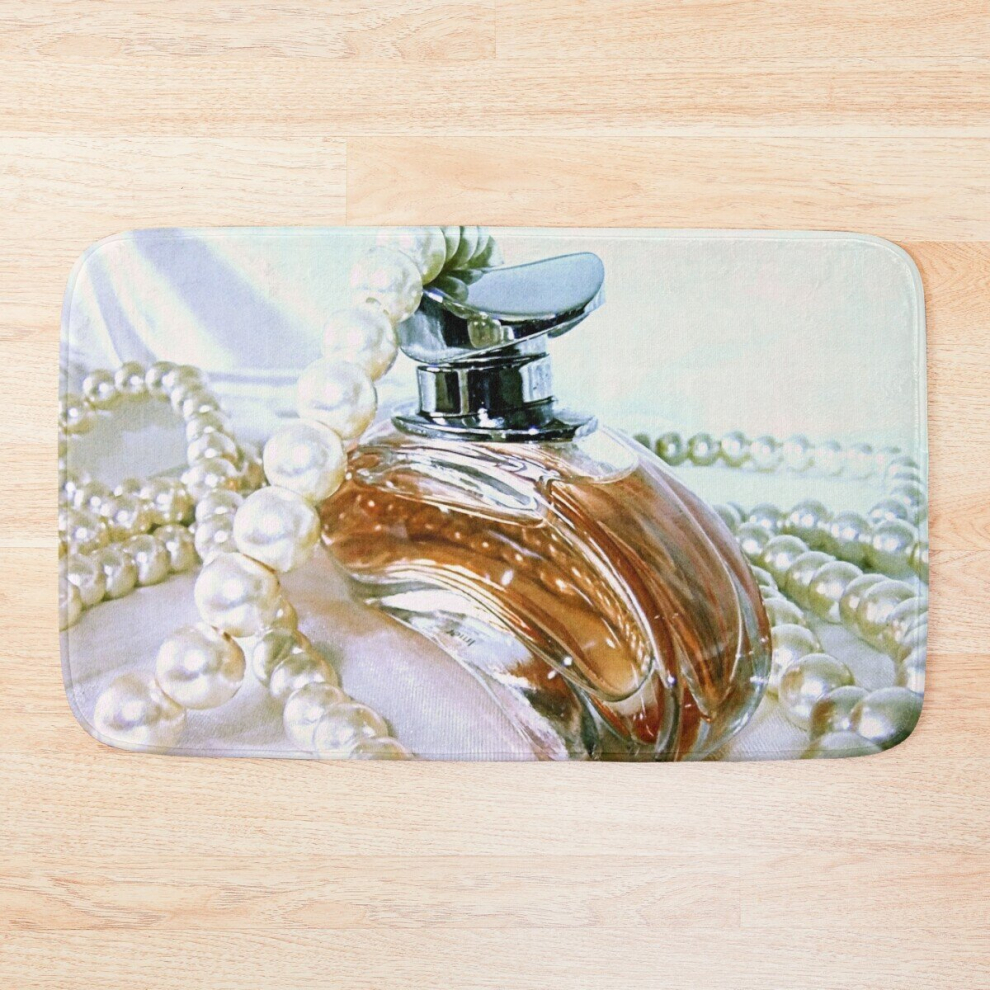 Perfume Pearls Bath Mat 20x31 in Non-Slip TPR Backing, 100% Polyester, Machine Washable, Art-Print Rug by Famgem - Ob-FG-RedBSBhMt1-898902982.3111-image-OPC-PCPZSD8-NEW