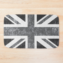 Bath Mat Union Jack Vintage Grayscale - United Kingdom Flag 20 x 31 inch Non-slip Bathroom