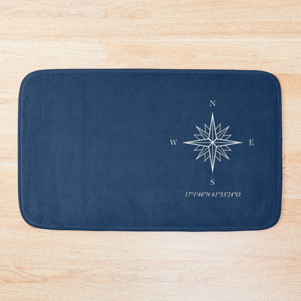Bath Mat Compass rose white 20 x 31 inch Non-slip Bathroom-image-OPC-PCPZSY8-NEW