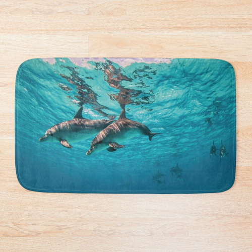 Bath Mat Beautiful Dolphins Under Blue Ocean 20 x 31 inch Non-slip Bathroom