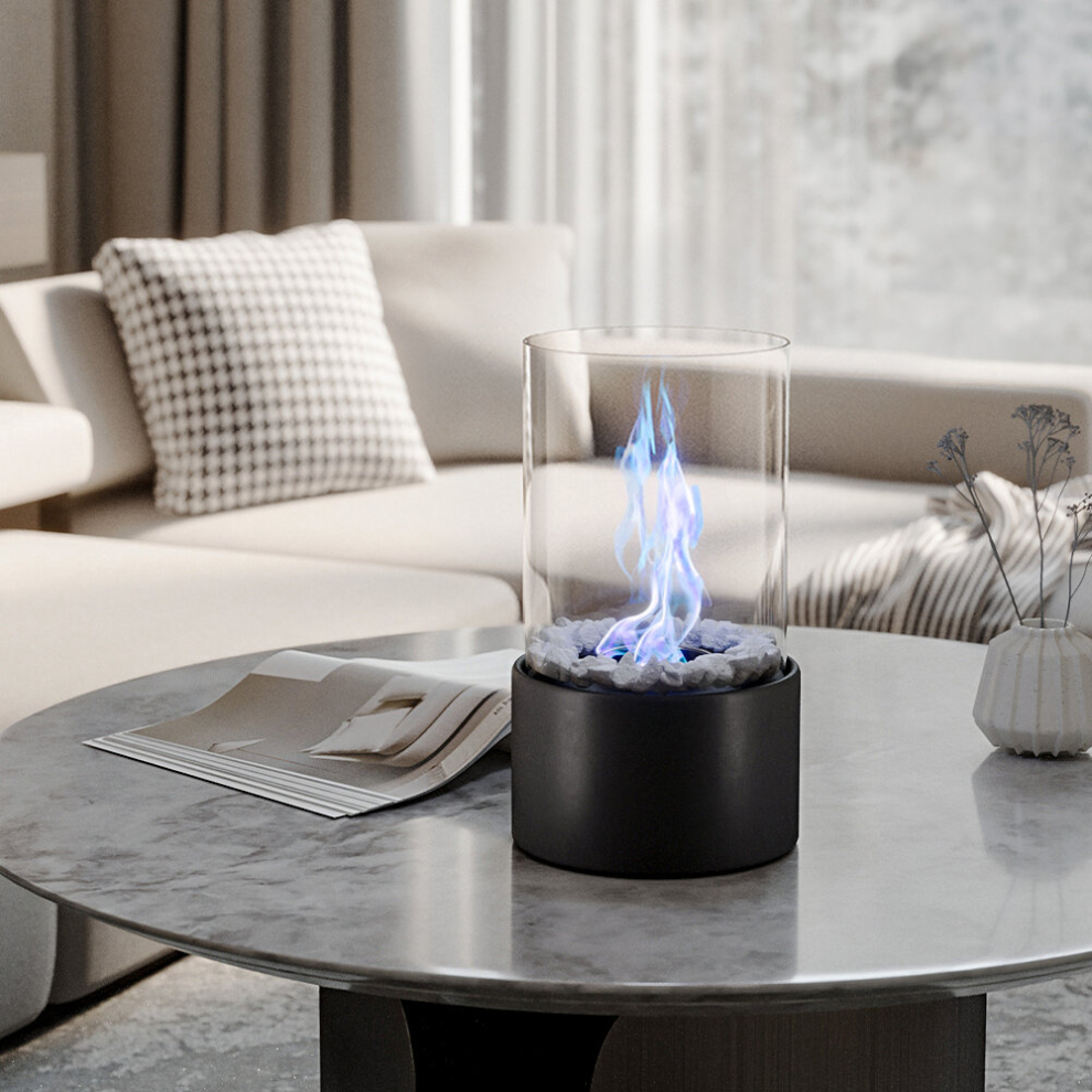 Living And Home Round Freestanding Tabletop Ventless Ethanol Fireplace