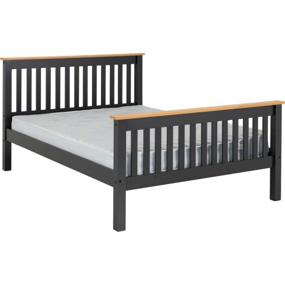 Monaco 5ft Kingsize Bed High Foot End in Grey and Oak
