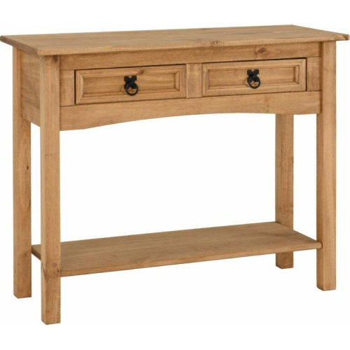 Seconique Corona Distressed Waxed Pine 2 Drawer Console Table