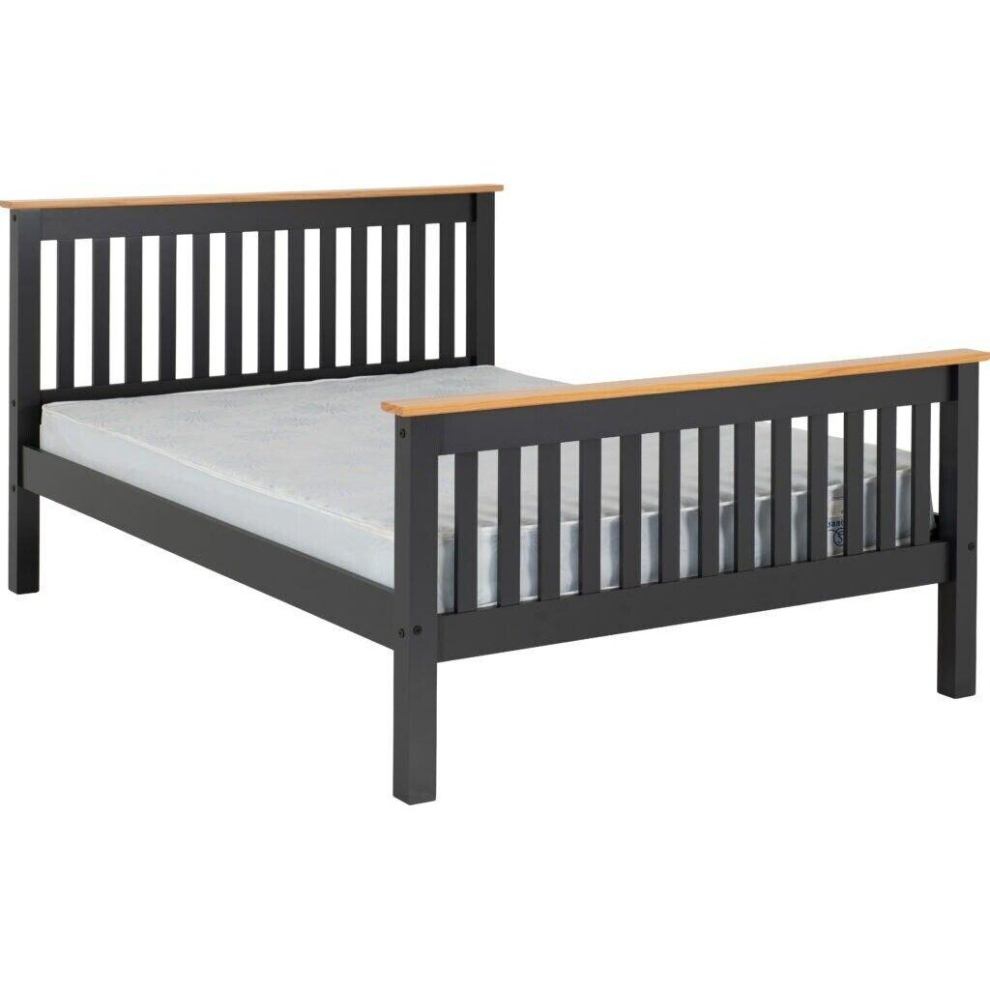 Monaco 4ft6 Double Bed High Foot End in Grey and Oak