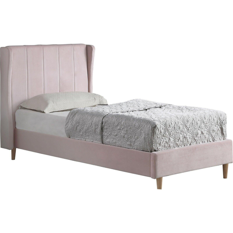 Amelia 3ft Single Bed in Pink Velvet Fabric