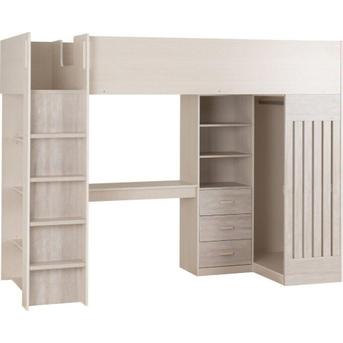 Seconique Jupiter High Sleeper Bed Storage Frame in White and Grey 2 Man Delivery
