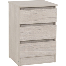 Malvern 3 Drawer Bedside in Beige Urban Snow Finish Recessed Handles