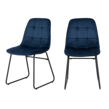Lukas Chair Sapphire Blue Velvet Fabric Dining Chair x2 Priced Per Pair