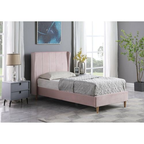 Seconique Amelia 3ft Single Bed in Pink Velvet Fabric 1