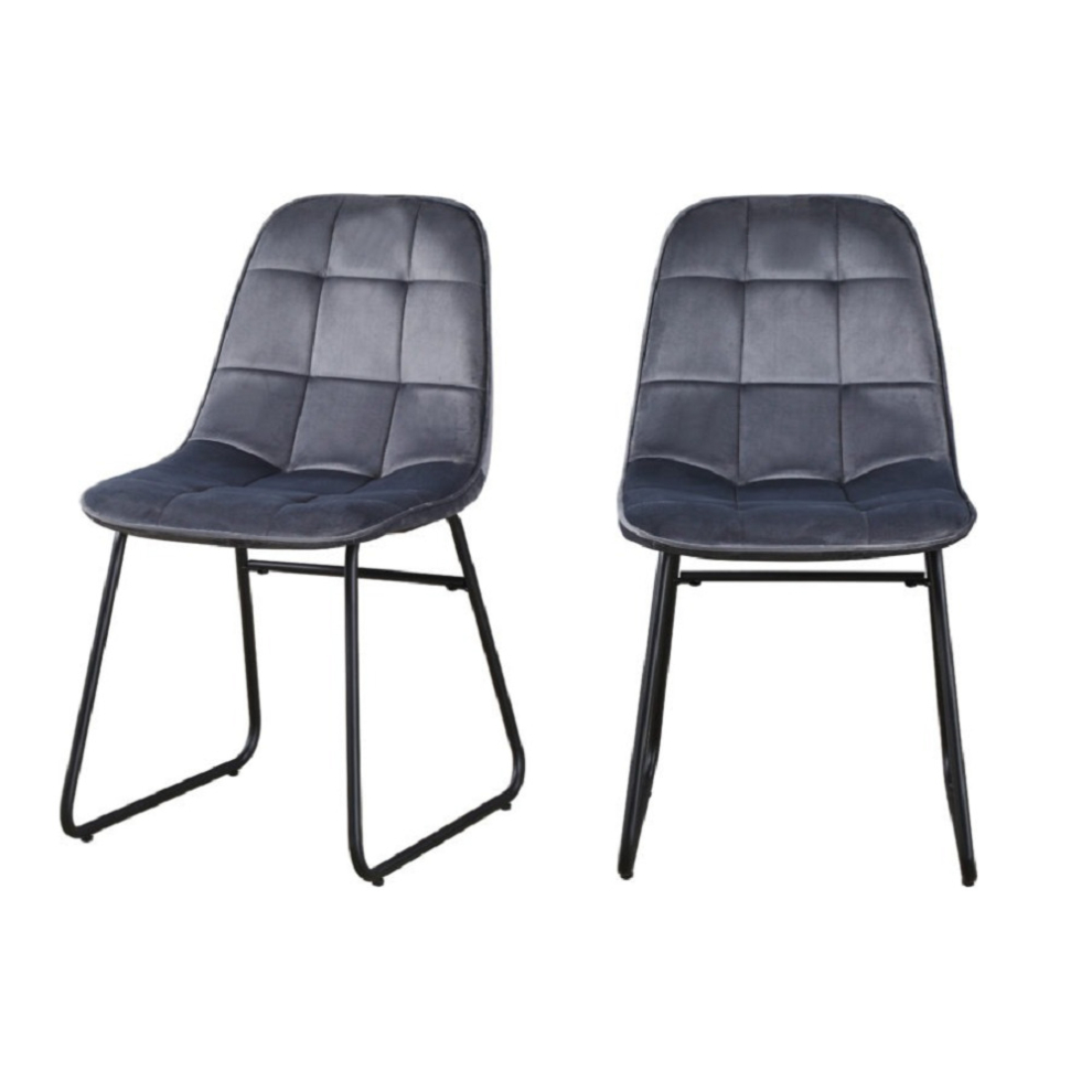 Lukas Chair Grey Dining Chair x2 Velvet Fabric Priced per Pair-image-OPC-PCPZWMN-NEW
