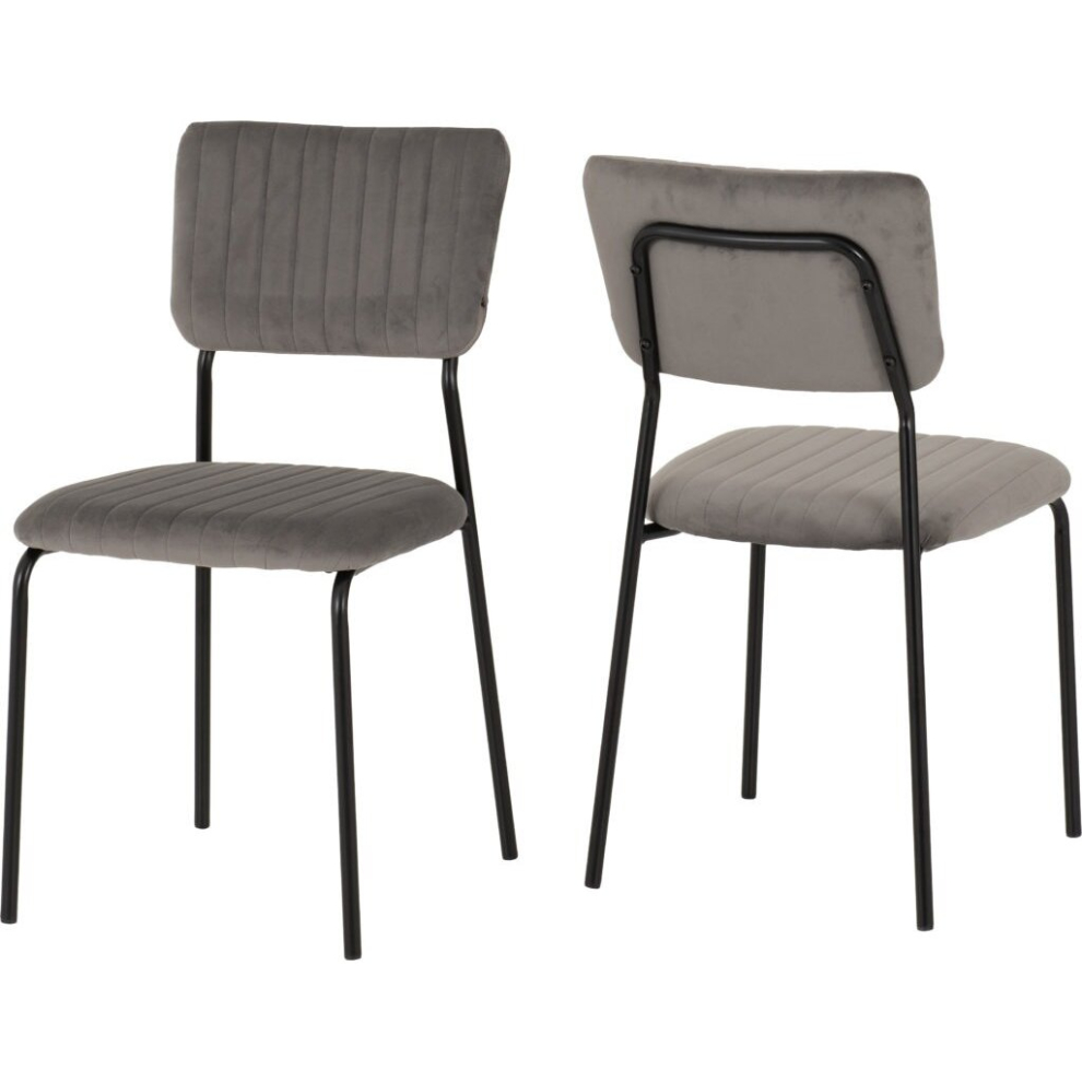 Sheldon Chairs Set of 4 in Grey Velvet Fabric