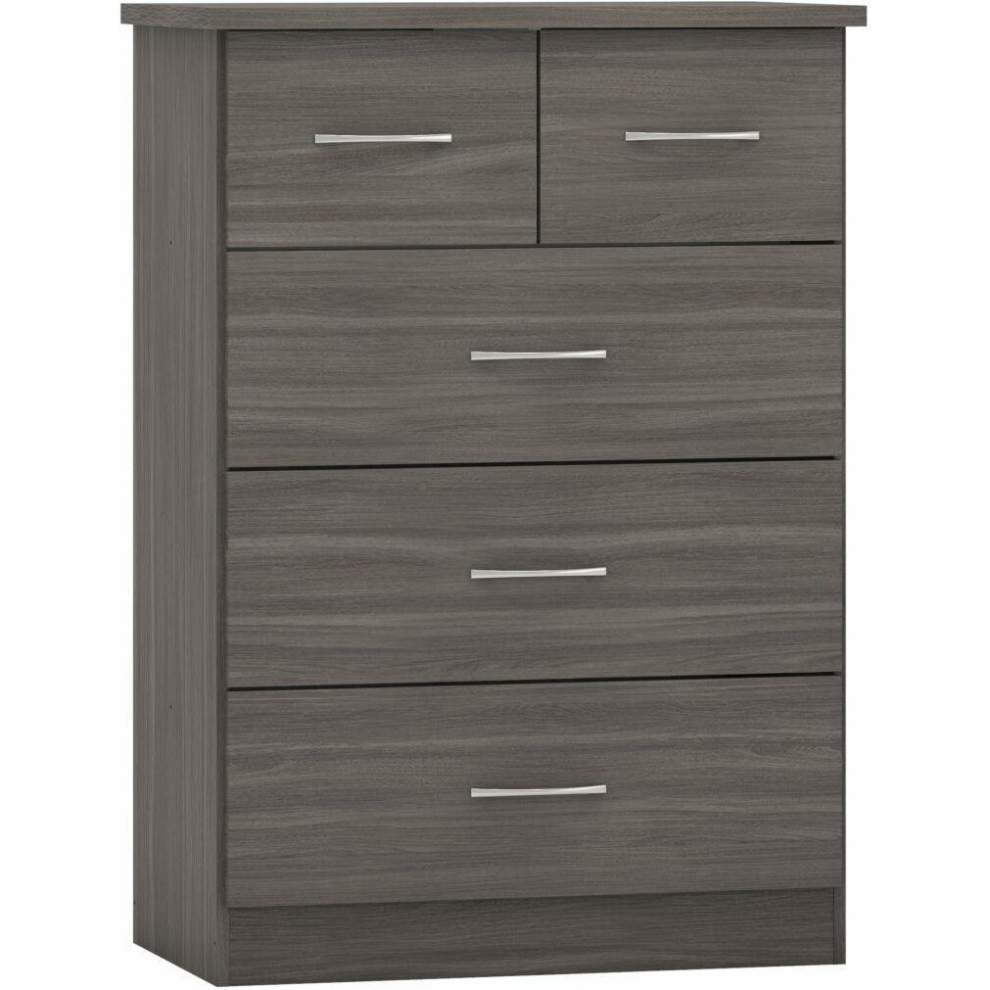 Nevada 3 +2 Drawer Chest of Drawers Black Wood Grain Effect