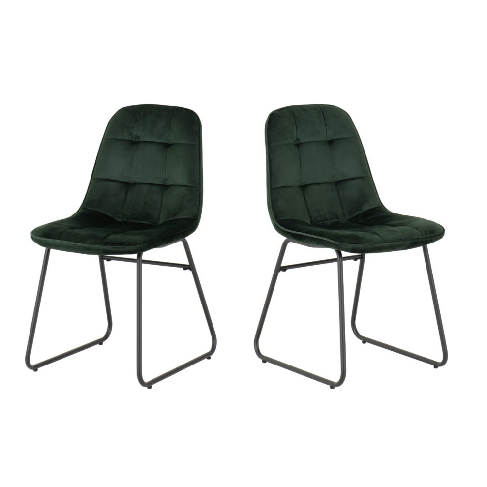 Seconique Lukas Chair Emerald Green Dining Chair X2 Velvet Fabric Priced Per Pair