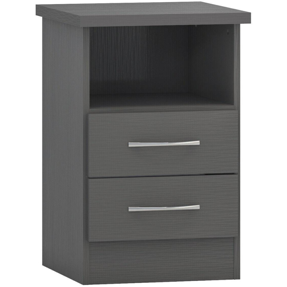 Nevada Bedside 2 Drawer 3D Effect Grey