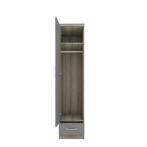 Seconique Nevada 1 Door 1 Drawer Wardrobe Grey Gloss and Oak Effect 2