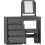 Seconique Nevada 4 Drawer Dressing Table Set 3D Grey Effect Including Stool and Mirror 2