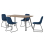 Seconique Quebec Straight Edge Dining Set Medium Oak Effect with Blue Lukas Chairs 1