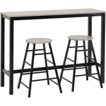 Athens Breakfast Bar Set Concrete Effect with Black Metal Legs