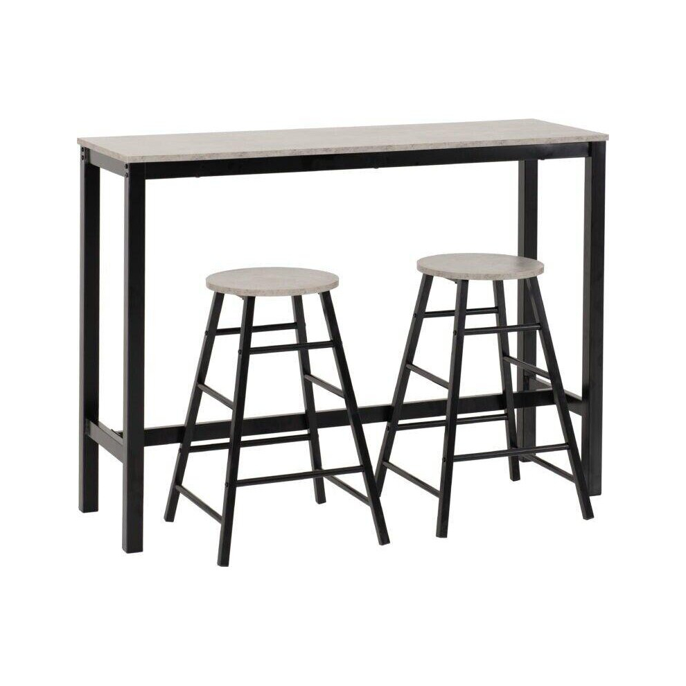 Athens Breakfast Bar Set Concrete Effect with Black Metal Legs