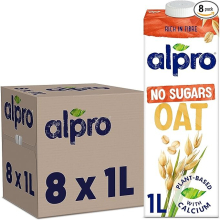 Alpro Oat No Sugars Plant-Based Long Life Drink Vegan/Dairy Free 1L Pack of 8