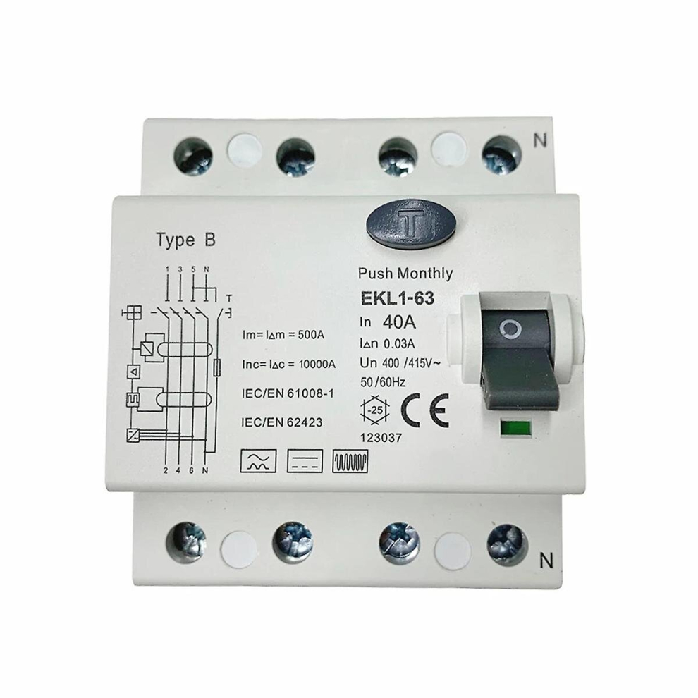 Type B Rccb Residual Current Circuit Breaker 10Ka 4 40A 30Ma Rcd Elcb Ekl1-63 Type B Rcd Leakage 9444929370416