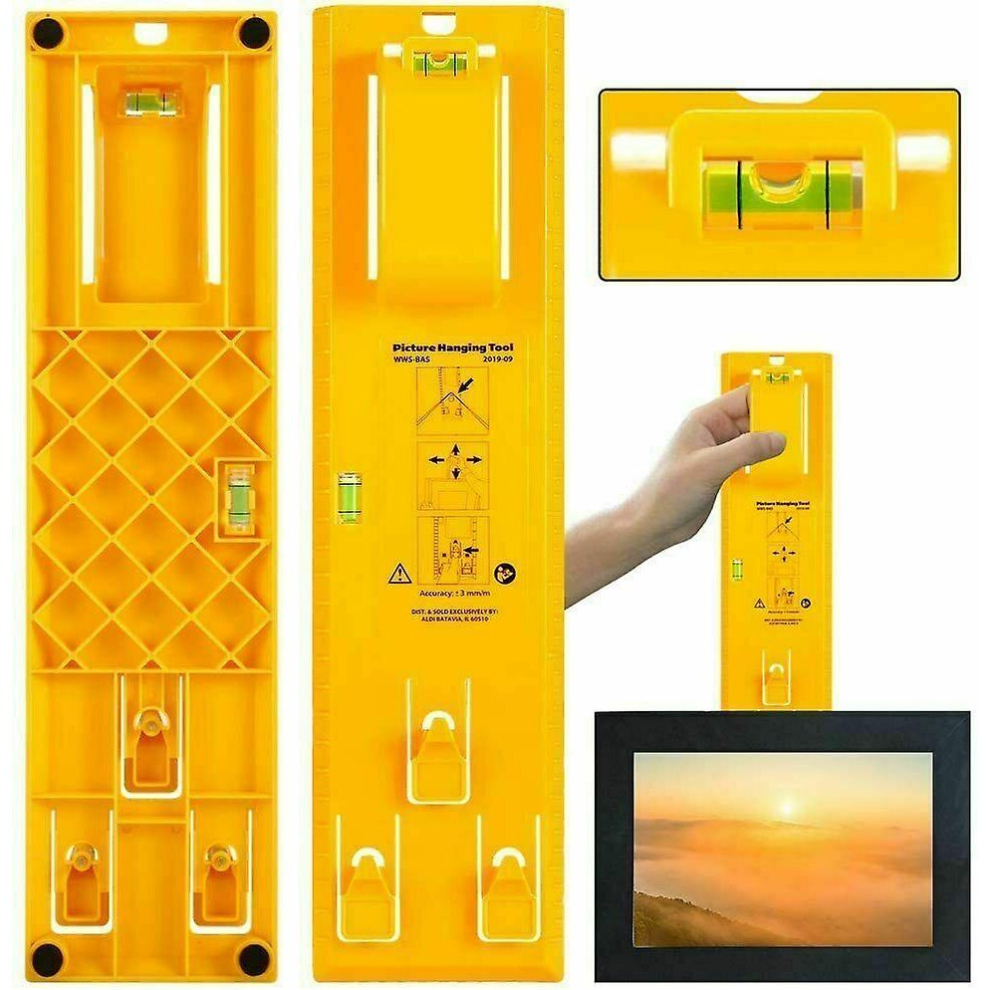 Frame Hanger Picture Wall Hanging Easy Tool Photo Hanging Kit Level Ruler Decor 9444929371888