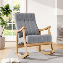 (Dark Grey) Velvet Upholstered Tufting Rocking Chair