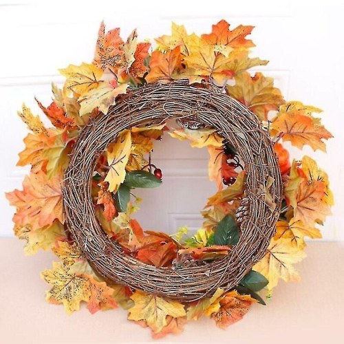 Artificial Fall Wreath With Pumpkin Bell And Berries For Halloween 1