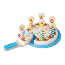 Melissa & Doug Wooden Birthday Cake | Pretend Play | Wooden Play Food Toy for Kids | 3+ | Gift for Boy or Girl