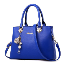 Women's Leather Shoulder Bag Tote Fashion Handbag - Bright Blue - B Bells