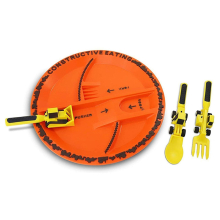 Bulldozer Excavator Shovel Toddler Plates Tableware Dining Set Baby Dishes Durable 3pcs Children's Cutlery Three Sets