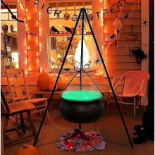 Halloween Large Witches Cauldron On Tripod With Lights
