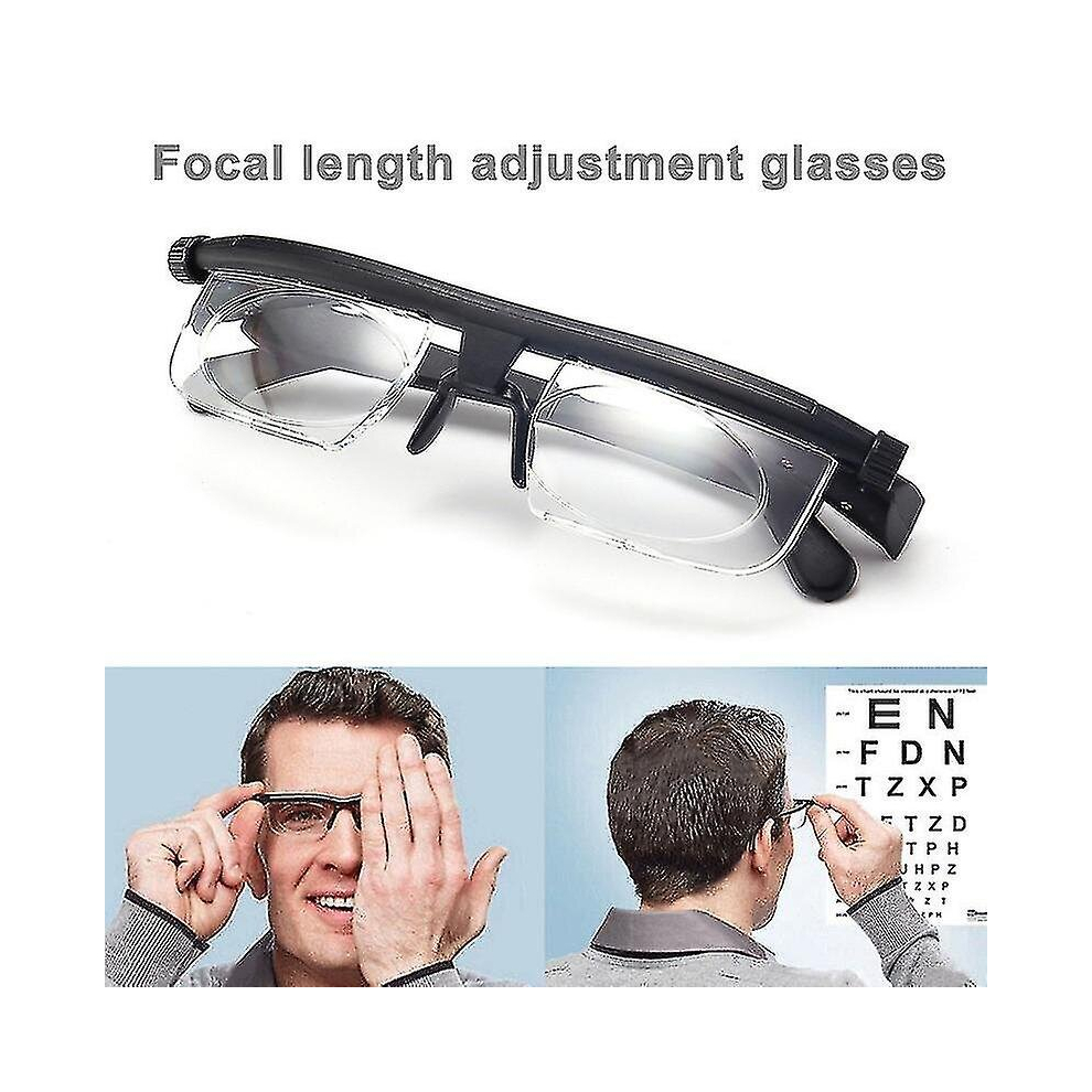 Portable Adjustable Strength Lens Glasses Variable Focus Distance Vision Zoom