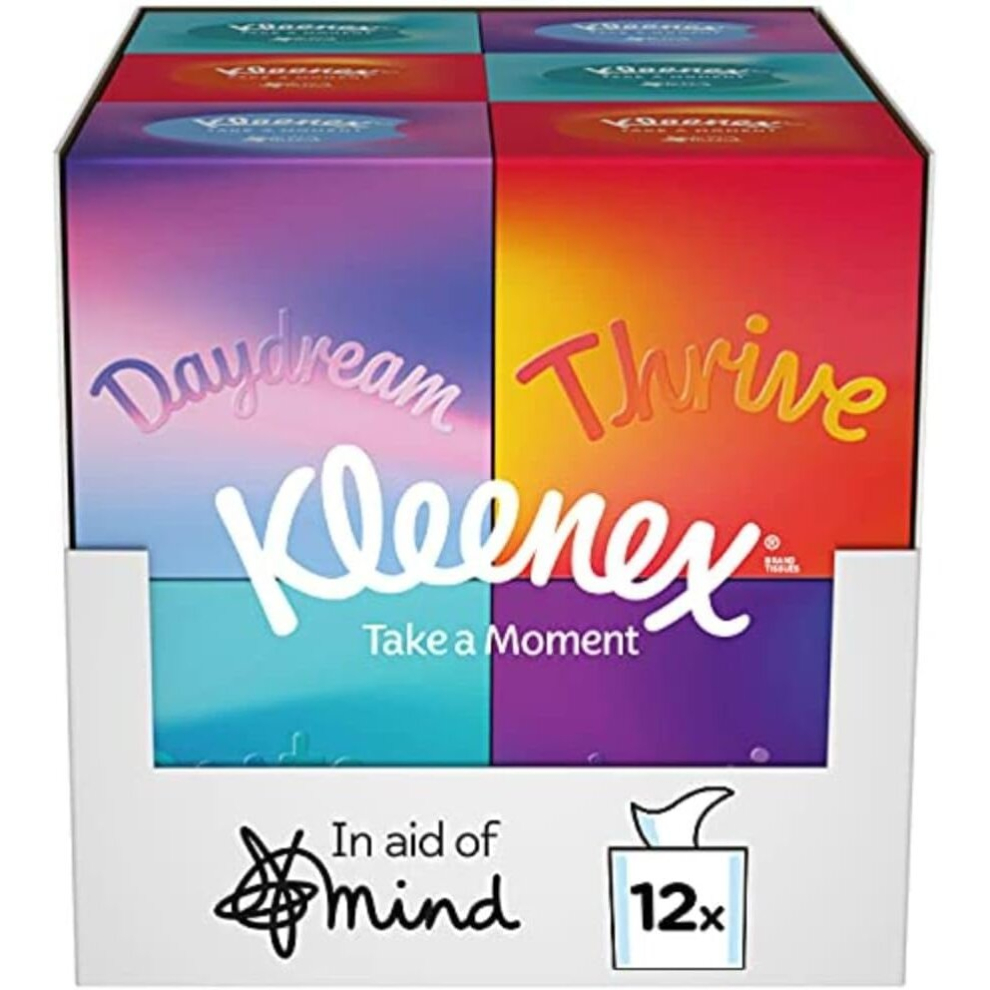 Kleenex Take a Moment Collection Tissues 12 Cube Tissue Boxes In Aid of Mind Contains 4 Different Designs