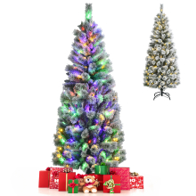 6 FT Lighted Christmas Tree w/ Snowflakes 9 light modes &Folding Stand