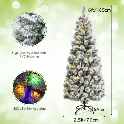 Casart 6 FT Lighted Christmas Tree w/ Snowflakes 9 light modes &Folding Stand 1