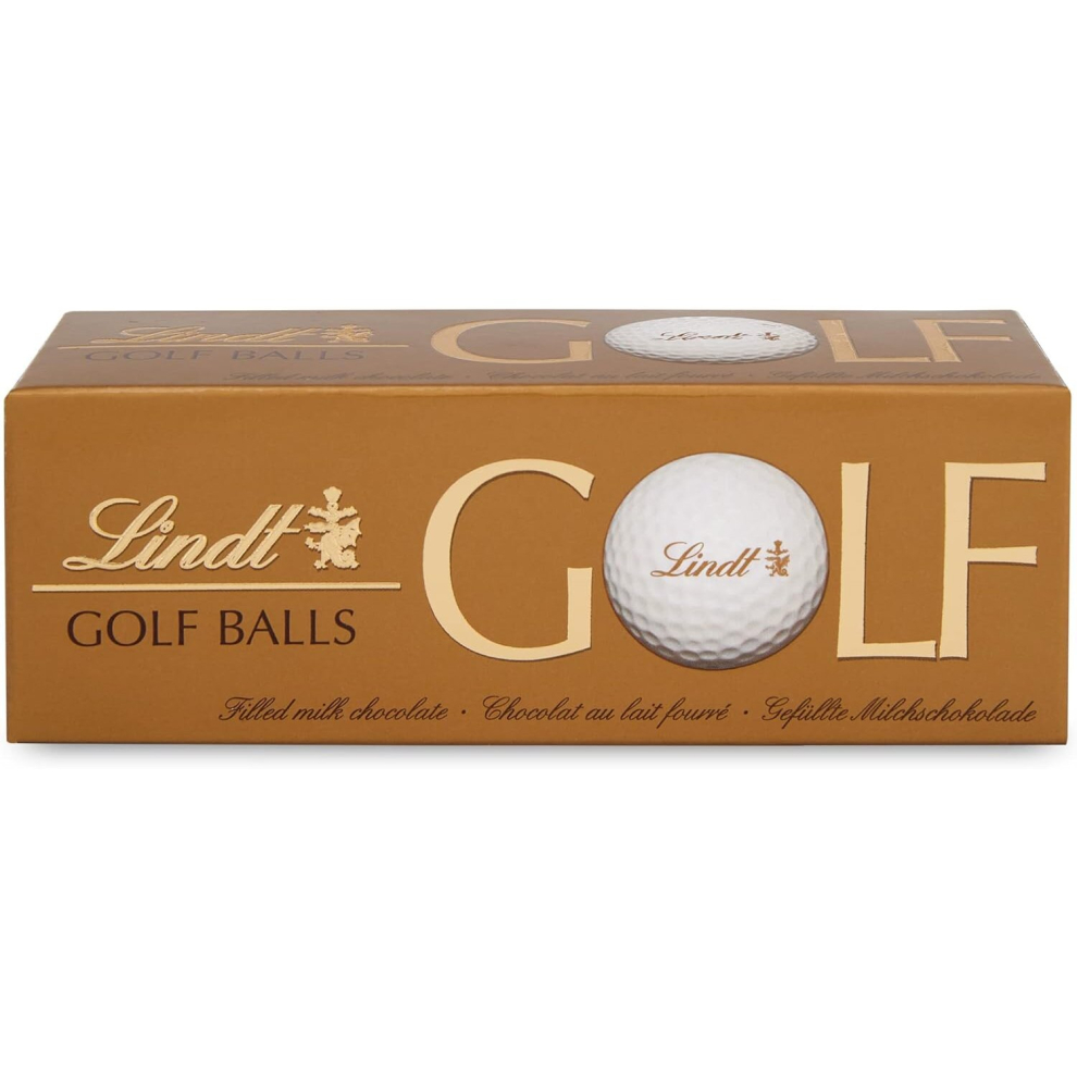 Lindt Golf Balls 3 Milk Chocolate Golf Balls with Hazelnut Filling 110g Gift Present for Him and Her Christmas Birthday Celebrations, Congratulations