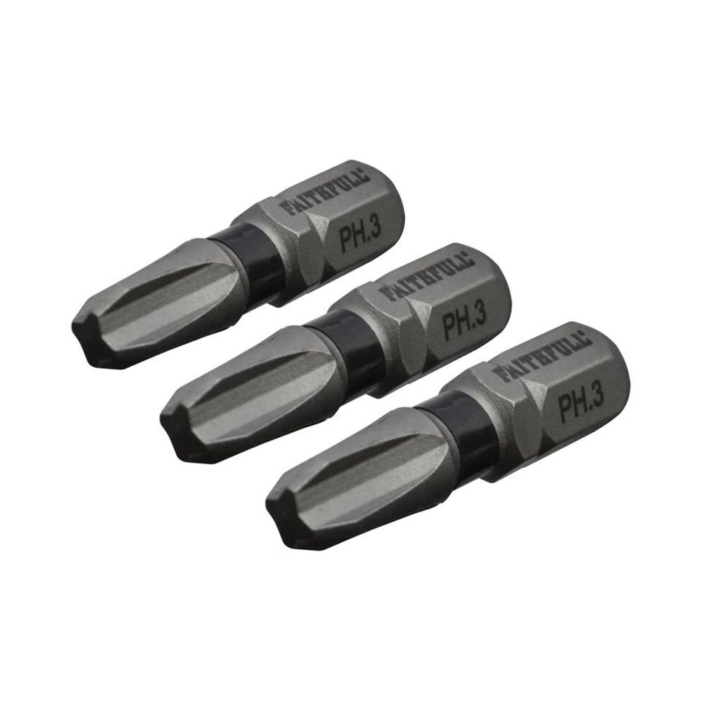 Faithfull Phillips Impact Screwdriver Bits Ph3 X 25Mm (Pack 3) Faisbph325im