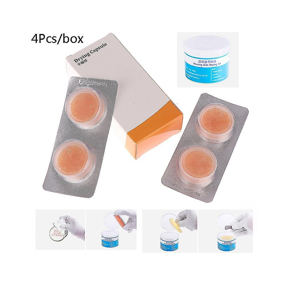 4pcs Hearing Aid Drying Capsules Desiccant Dehumidifier Drying Pallet For Bte Shytmv
