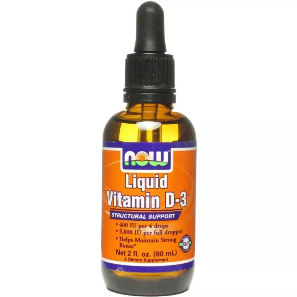Now Liquid Vitamin D3 Drops 400 Iu Drops For Strong Bones 60Ml