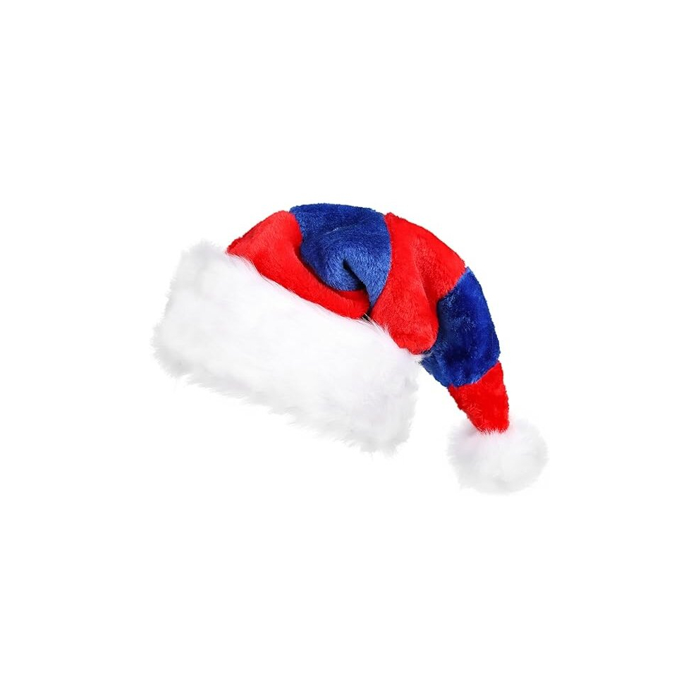 1 Pack of Christmas Hat Blue/Red Santa Hats Large for Adults Men Women Thickened Warm Christmas Party Hats