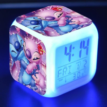 Stitch Anime Led Digital Alarm Clock For Girls - Cute Size, 8cm,3 Inch, 7 Colors Change, Temperature, Perfect For Girls Bedroom
