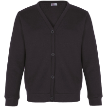 (11-12 Years, Black) Girls School Uniform Fleece Cardigan Sweatshirt