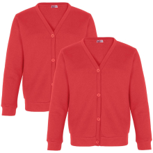 (11-12 Years, Red 2 Pack) Girls School Uniform Fleece Cardigan Sweatshirt