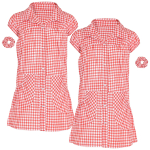(3-4 Years, Red) Girls School Dress Pack Of 2 Check Print Dresses