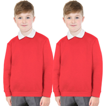 (7-8 Years, Red 2 Pack) Girls Boys School Uniform 2 Pack Jumper Sweatshirt