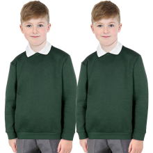 (13-14 Years, Green 2 Pack) Girls Boys School Uniform 2 Pack Jumper Sweatshirt