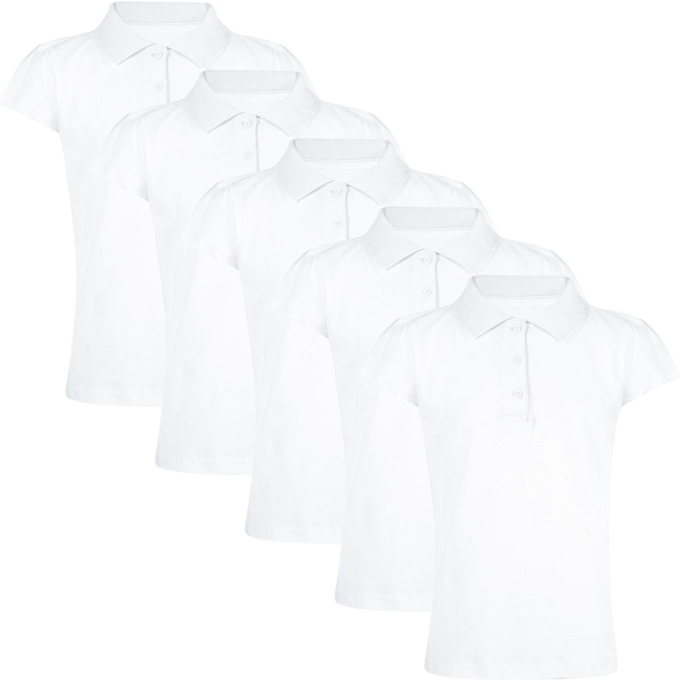 (11-12 Years, White 5 Pack) Girls T Shirts Polo Summer Fashion Tank Top Tees